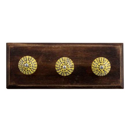 Yellow Ceramic Wooden Hooks